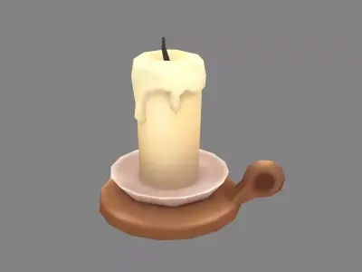 Cartoon candle holder Low-poly 3D model