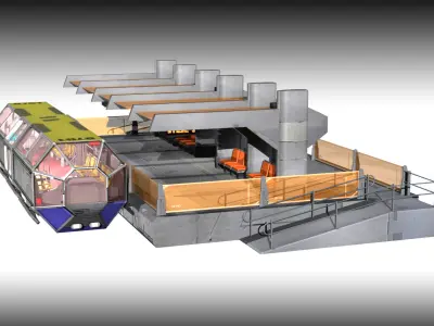 SciFi Tram Station Pack Low-poly 3D model