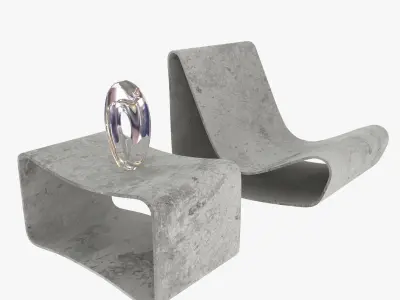 Willy Guhl Loop Chair Garden Set Eternit 3D model