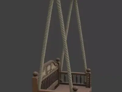 Wooden Swing 3D model