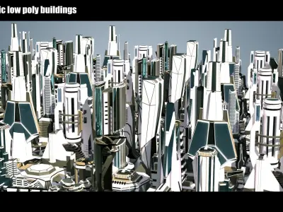 35 Futuristic Buildings VOL 7 Low-poly 3D model