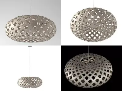 Kina four wooden pendant lights 3D model
