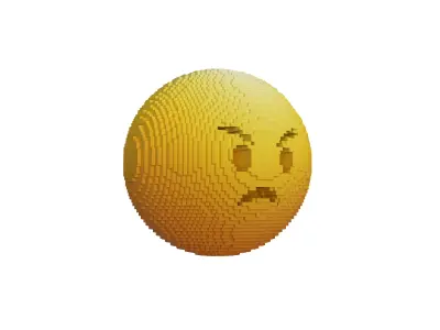 Voxel Angry Face 06 Low-poly 3D model