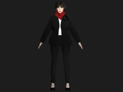 3D ASIAN FEMALE BUSINESSWOMAN WORKER- REALISTIC GAME CHARACTER Low-poly 3D model