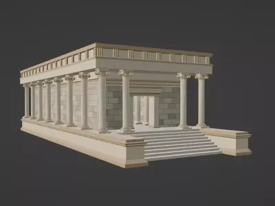 Temple lowpoly with columns and steps Low-poly 3D model