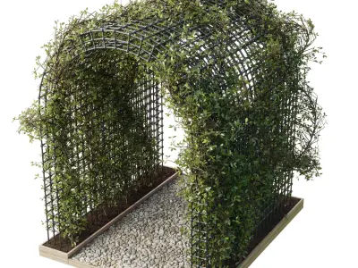 Ivy Plant Pergola - Outdoor Green Wall and Fence set 244 3D model