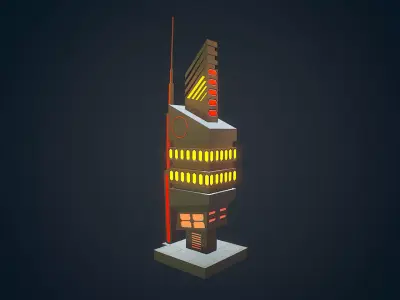 Sci-fi Building - 02 Low-poly 3D model
