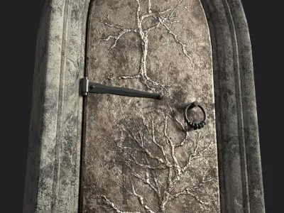 Medieval Door Low-poly 3D model