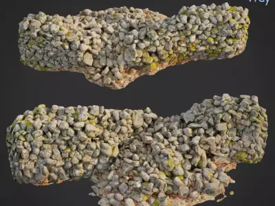 3d scanned nature stone wall E 3D model