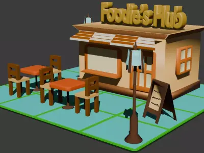 Low Poly Shop 3D Model Low-poly 3D model