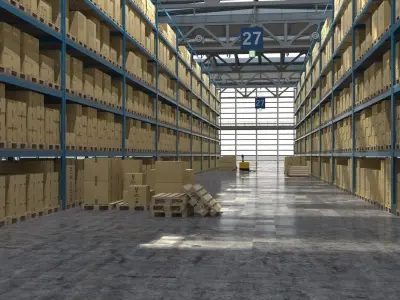 Warehouse 7 industrial building with roof 3D model