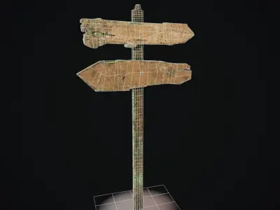 Old signpost Low-poly 3D model