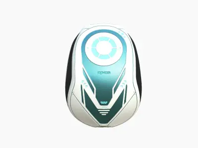 SciFi Backpack G04 White Blue - Fashion Character Design Low-poly 3D model