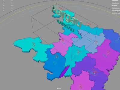 Aargau  Switzerland map region geography political geographic 3D model