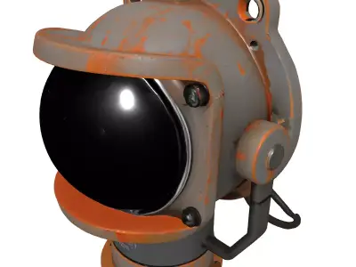 Old Rusty Industrial Spotlight Model Low-poly 3D model