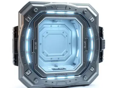 Futuristic SciFi Portal model pack with LED Accents Low-poly 3D model