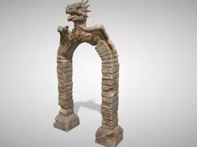 Ancient Dragon Portal  Fantasy GameReady FBX Low-poly 3D model