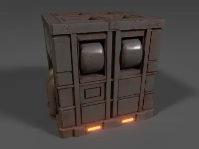 Sci-fi reactor - cooling module and other machinery - 4 pieces Low-poly 3D model