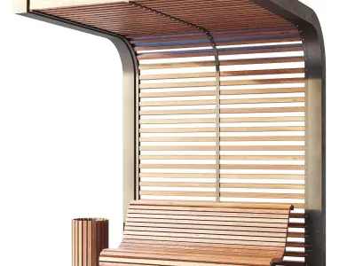Benches pergola urn 3D model