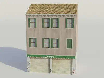 Apartment Building Restaurant - Low-poly PBR Low-poly 3D model
