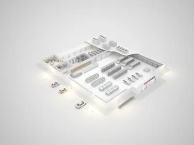 Supermarket hospital floor plan 3D model