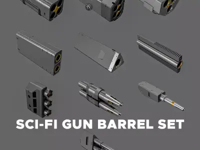Sci-Fi Gun Barrel Set 3D model