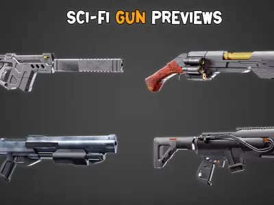 30 HQ Sci-Fi Gun with  4K Texture     Vol 02   Low-poly 3D model