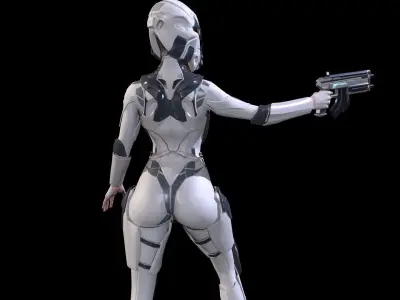 Cosmogirl2 female robot Low-poly 3D model