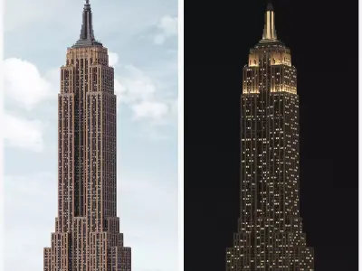 Empire State Building - Day and Night Low-poly 3D model