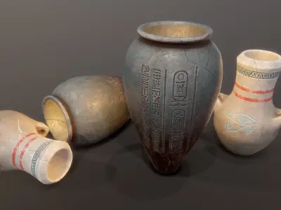 Egypt tomb jars PBR Low-poly 3D model