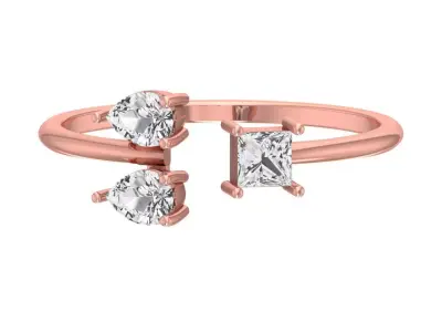 Three Stone Light Weight Band Ring 3D print model 7