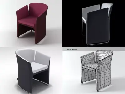 Lotus four chairs 3D model