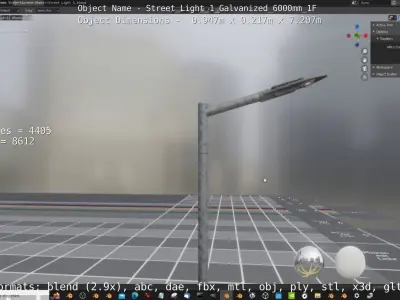 Street Light 1 Galvanized 6000mm 1F Low-poly 3D model
