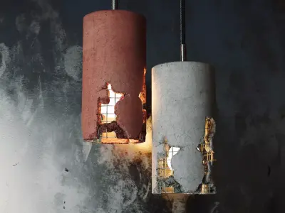 Delta two concrete lamps with hole in middle 3D model