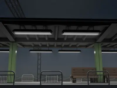 A railway station lowply industrial CAD Low-poly 3D model