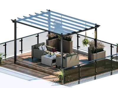 Rooftop Pergola Lounge 3D model