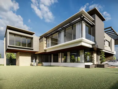 2 kanal Modern contemporary house design with sketchup model 3D model