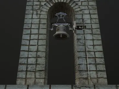 Stone bell tower low poly 3 texture options Low-poly 3D model