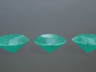 Gem Set emeralds in shapes and sizes Low-poly 3D model