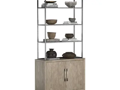 FRENCH CONTEMPORARY  DOUBLE-DOOR-OPEN-SIDEBOARD-HUTCH 3D model