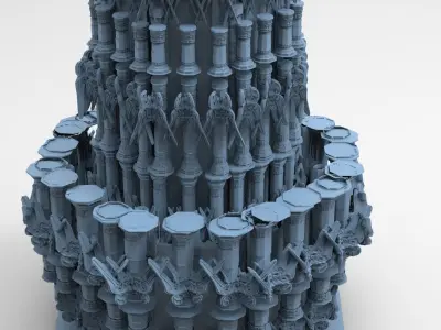 Dark Celtic Gods Ring Towers  3D model