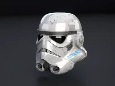 Stormtrooper White Damaged Helmet Low-poly 3D model