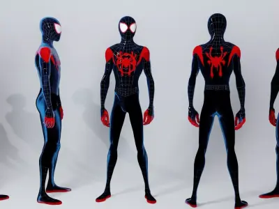 Miles Morales - Spider-Verse Style Rigged and Textured 3d model Low-poly 3D model