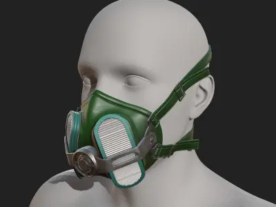 Gas mask protection futuristic technology fantasy human  Low-poly 3D model