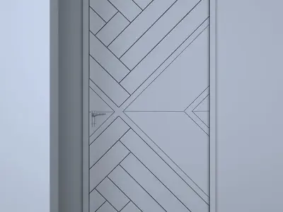 3d door modern wooden design Low-poly 3D model