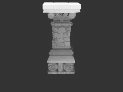 Ancient Stone Bridge Pillar for 3D print Low-poly 3D model