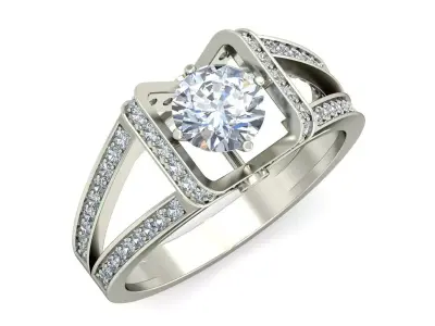 Elegant Sterling Silver Dual Band Ring 3D print model