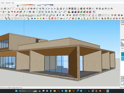 Modern office building with interior detail 3D model