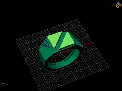 Tri Tone Architectural Ring with Lattice Design 3D print model