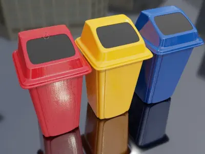 Street garbage bin PBR Game Ready Low-poly 3D model Low-poly 3D model